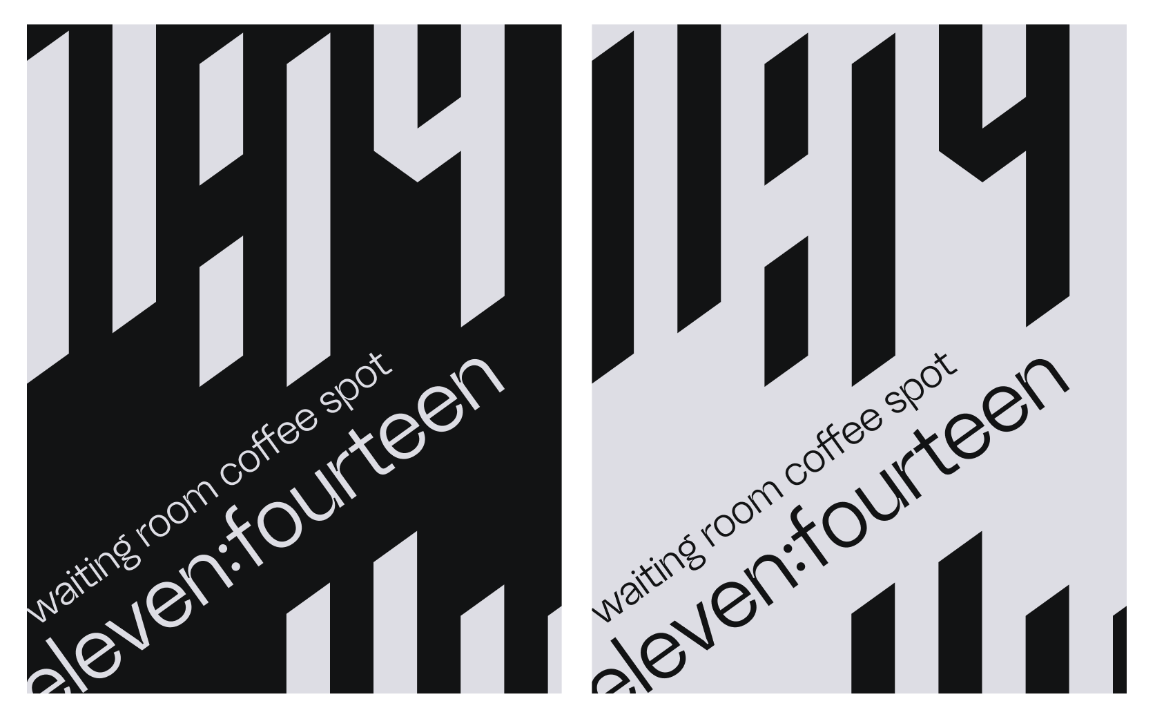 two poster variants — the 11:14 numerals built as split-flap digits, light on black and black on light