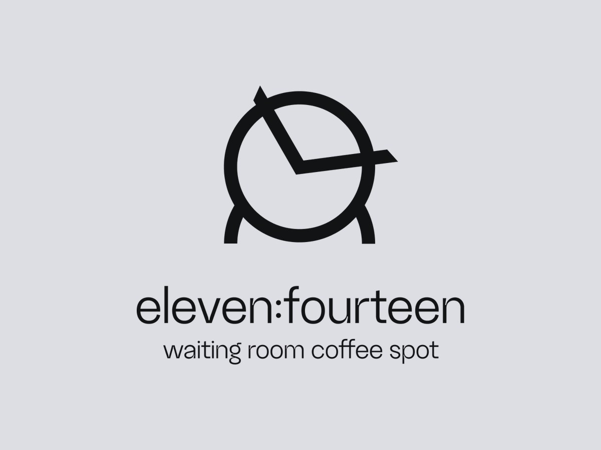 the eleven:fourteen primary lockup — the clock-and-bench mark above the wordmark